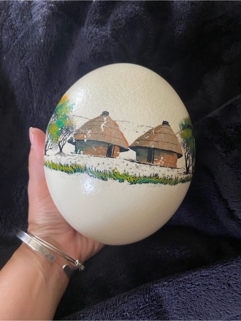 Hand Painted Vintage Ostrich Egg